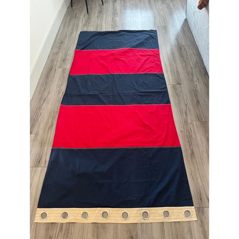 Pottery Barn Kids Navy Red Striped Blackout Grommet Curtain Panel 44x96‎